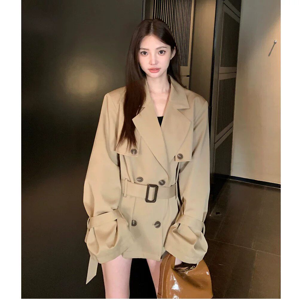 韩版高级感风衣外套裙女轻奢春秋冬英伦风小个子收腰气质短款大衣