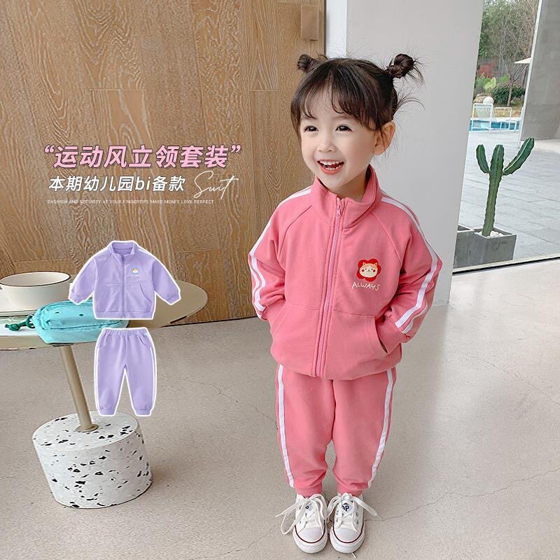 女童秋装纯棉两件套洋气春秋女宝宝秋季衣服新款童装儿童运动套装