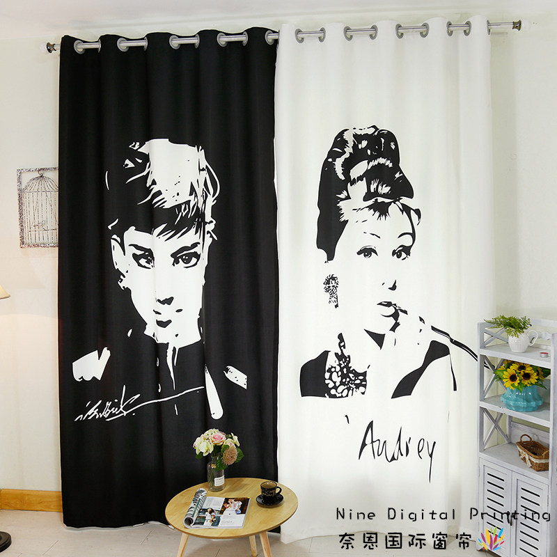 欧美复古流行装饰明星赫本梦露咖啡厅会所试衣间服装店门帘窗帘布