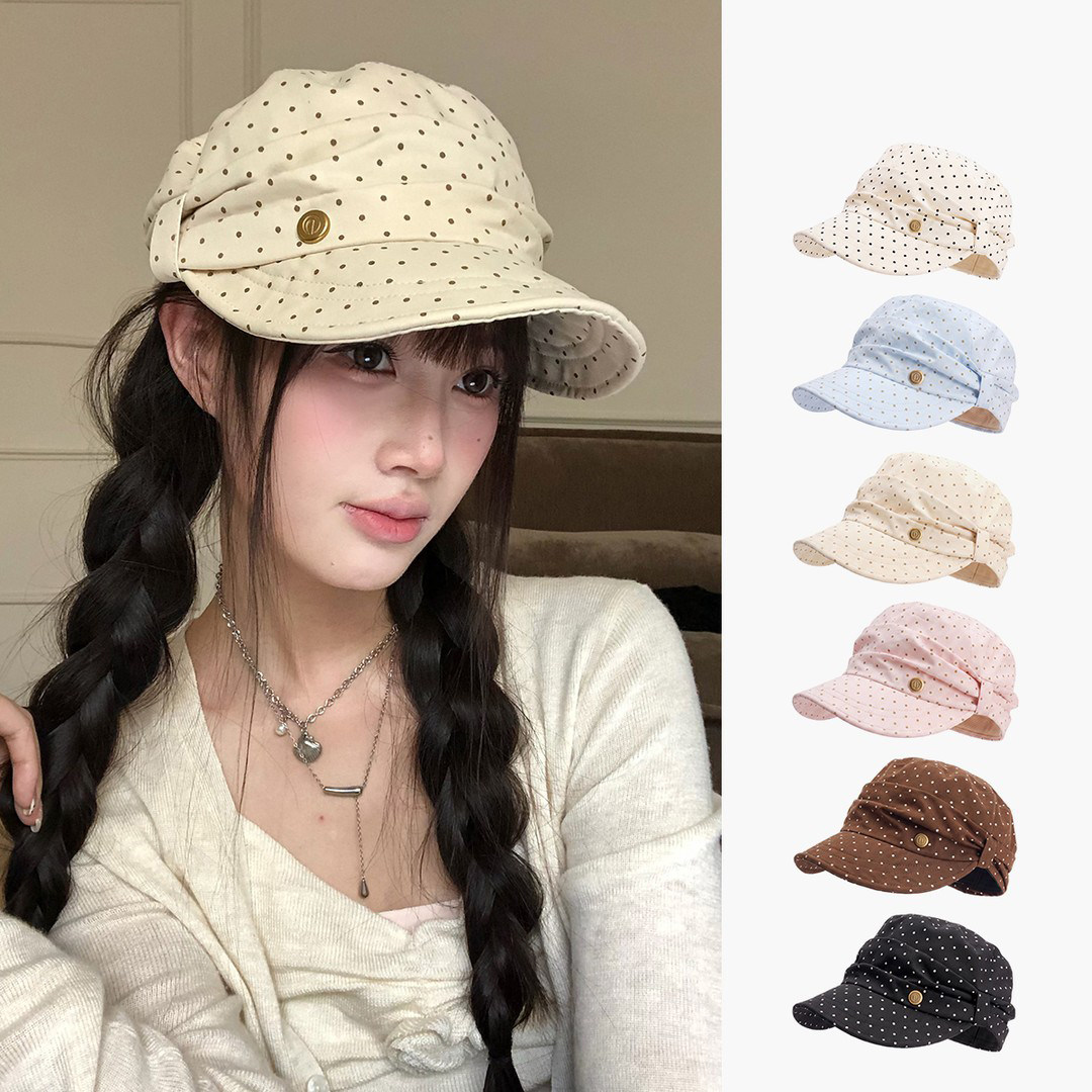 韩版大头围波点马术帽女夏季薄款