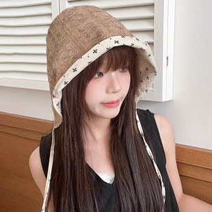 双面戴可折叠包头帽子女时尚 出游百搭渔夫帽甜美碎花遮阳防晒帽夏