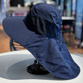 夏季 大檐防紫外线遮阳帽男女登山钓鱼帽骑车遮脸防晒护颈太阳帽子