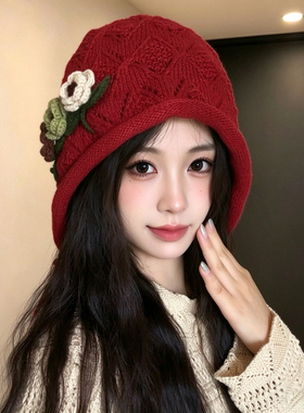 冬季保暖护耳显脸小针织帽女款