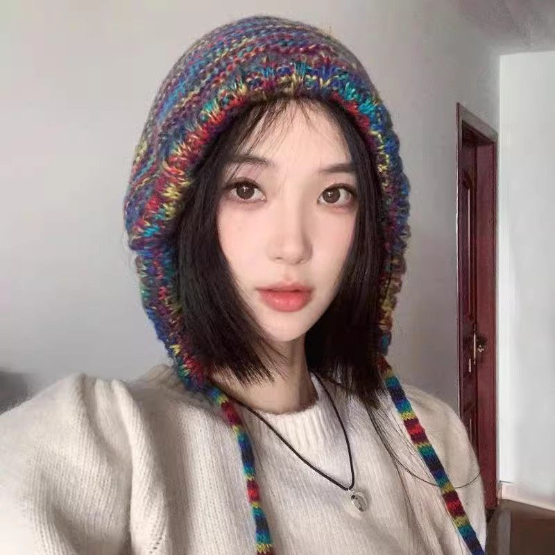 春秋季毛线帽子女韩版撞色拼接显脸小针织帽绑带保暖护耳包头帽潮,服饰配件/皮带/帽子/围巾,帽子,淘宝优惠券,粉丝福利购,淘宝优惠卷