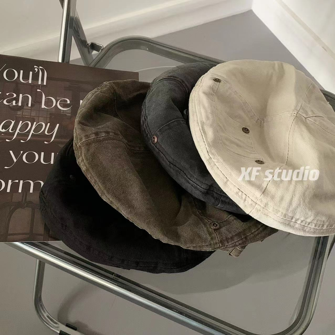 贝雷帽水洗牛仔做旧女春秋显脸小