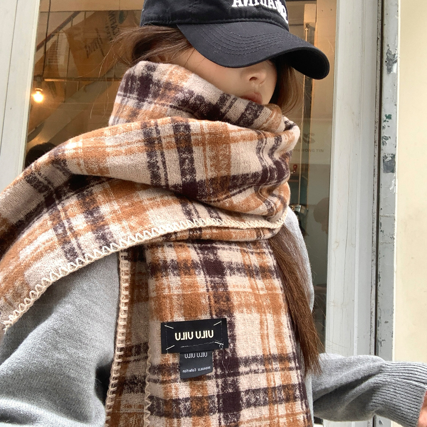 韩系氛围感格子针织围巾女秋冬季保暖护颈高级感防寒加厚学生围脖,服饰配件/皮带/帽子/围巾,围巾/丝巾/披肩,淘宝优惠券,粉丝福利购,淘宝优惠卷
