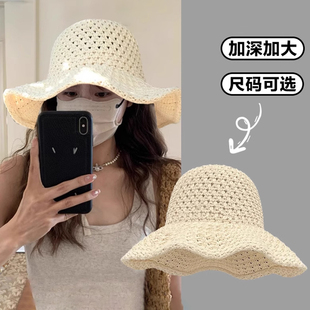 夏季 高品質(zhì)草編鏤空漁夫帽子女2025新款 出游海邊度假防曬遮陽帽潮