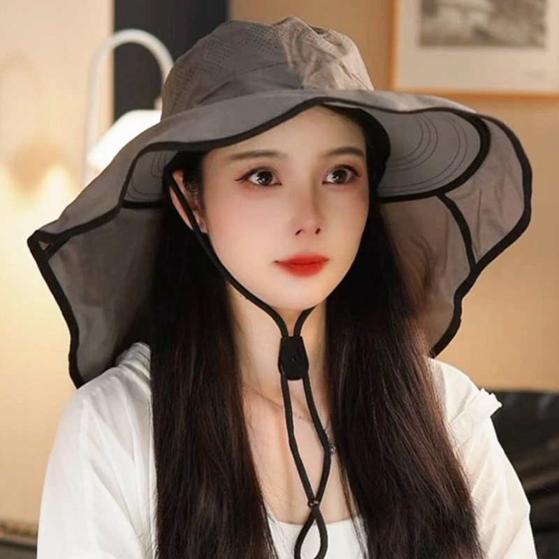 加大帽檐防晒帽子女款2026新款夏季户外遮阳护颈防紫外线登山帽男