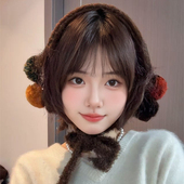 冬季 高级感彩色球球保暖耳罩女韩系氛围感护耳耳包防寒防冻耳捂子