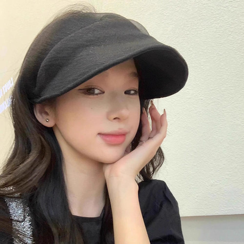 时尚欧根纱纯色发箍式空顶防晒帽