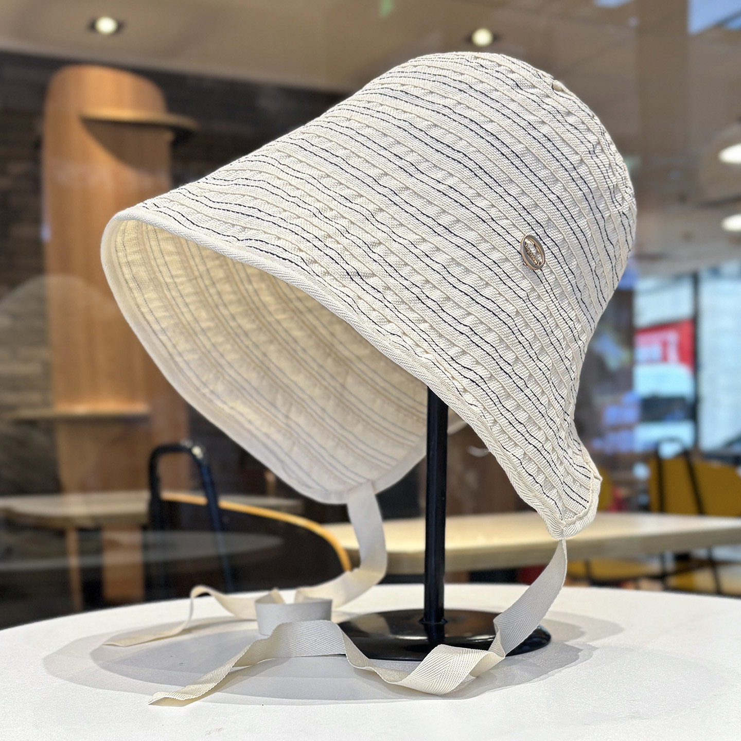 环绕式大帽檐条纹渔夫帽女2026新款夏季防晒遮阳帽子可折叠水桶帽