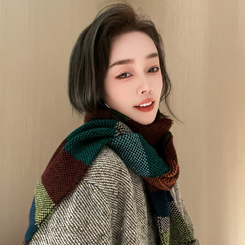彩色方糖纯羊毛针织围巾女2025新款冬季保暖护颈氛围感外搭围脖潮,服饰配件/皮带/帽子/围巾,围巾/丝巾/披肩,淘宝优惠券,粉丝福利购,淘宝优惠卷