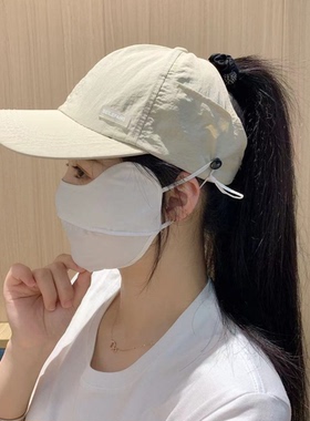 户外可扎马尾挂口罩半空顶帽运动鸭舌帽子女夏季女士帽遮阳防晒帽
