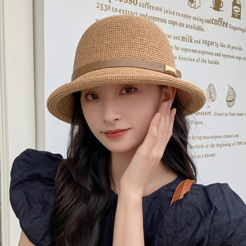 渔夫帽百搭女夏季圆顶草编小礼帽图片