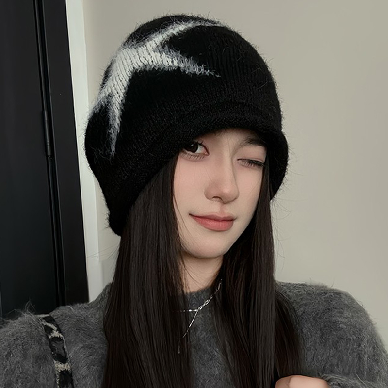 美式复古卷边新款堆堆帽子女秋冬