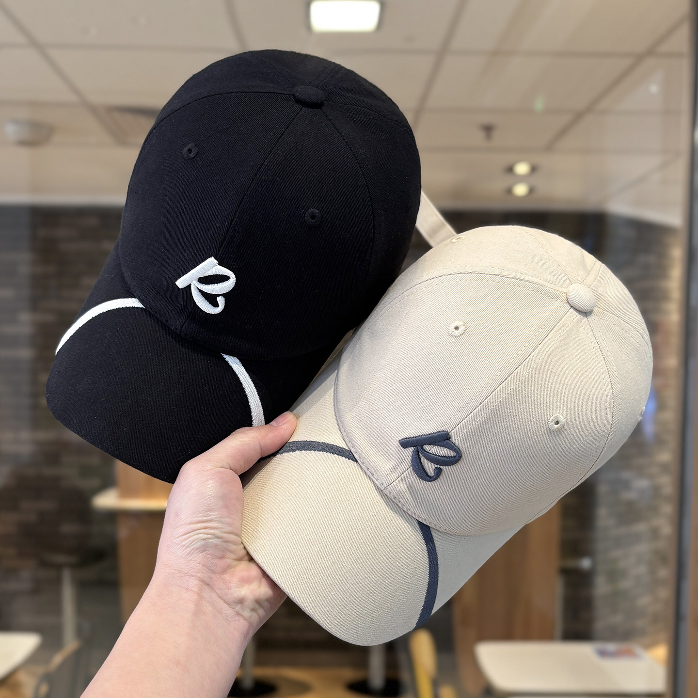 韩系字母刺绣棒球帽子女春夏季宽檐显脸小遮阳防晒帽大头围鸭舌帽