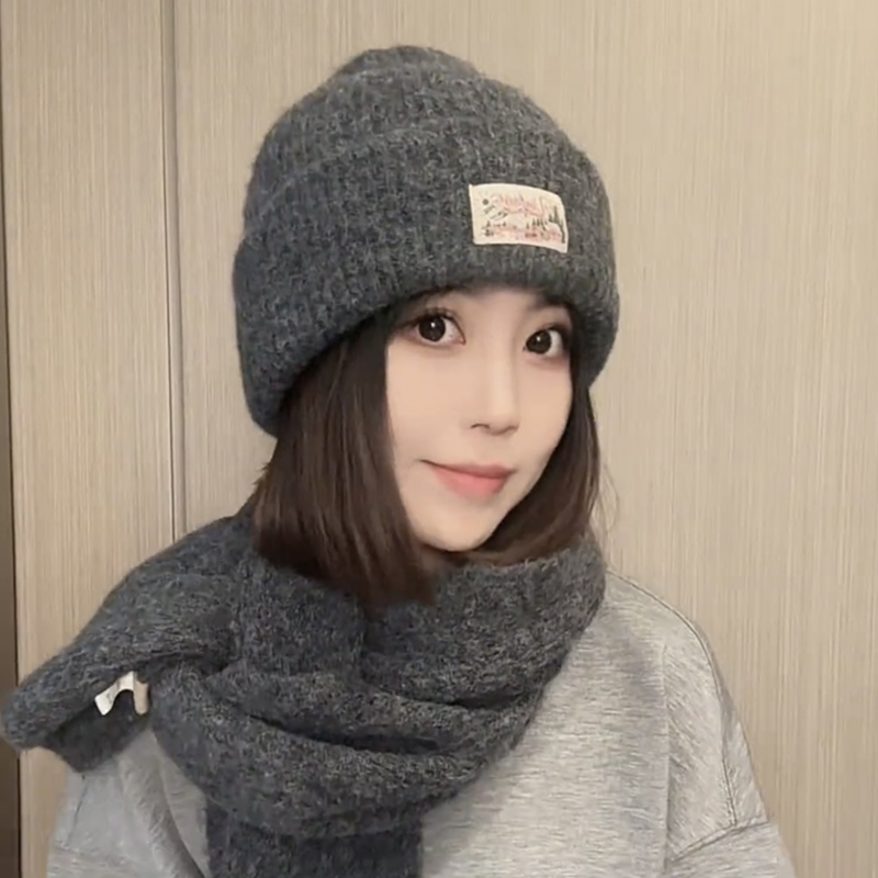 双层针织保暖毛线帽子女冬高级感