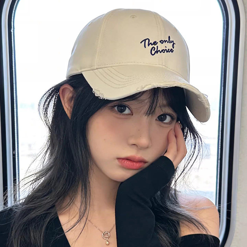 韩系时尚字母刺绣棒球帽子女秋冬季百搭休闲宽檐大头围防晒鸭舌帽