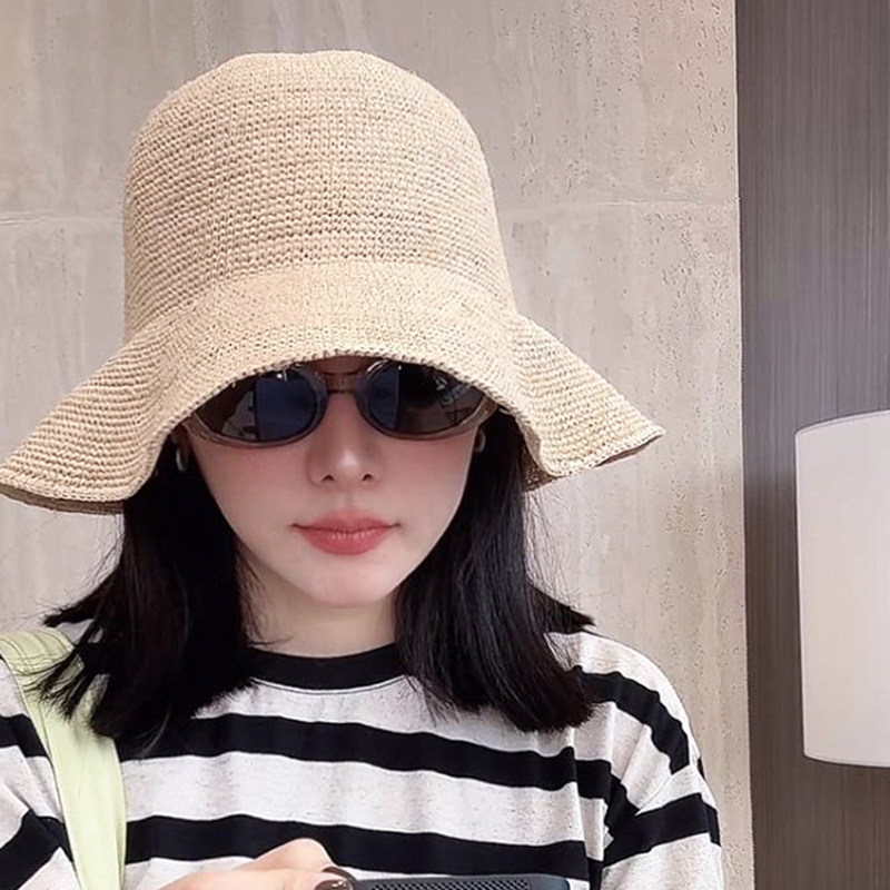 百搭咖色特细手工钩针草帽防晒女