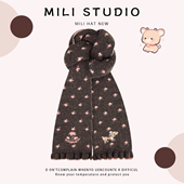 韩版 显脸小保暖防寒围脖 可爱卡通小鹿提花针织围巾女冬季 2025新款