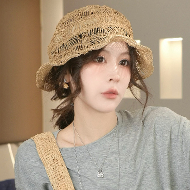 2026新款女款镂空草编渔夫帽
