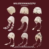 手工编织花朵镂空包头帽子女春秋珍珠流苏套头帽薄款 民族风针织帽