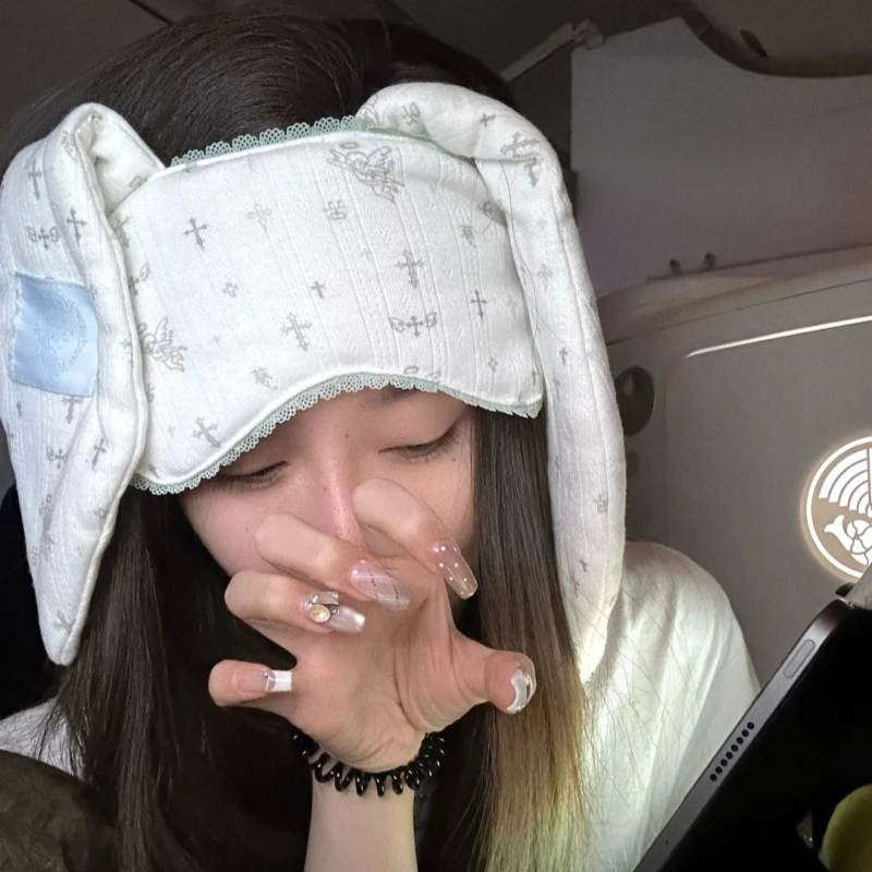 ins风兔耳朵蕾丝花边睡觉眼罩女