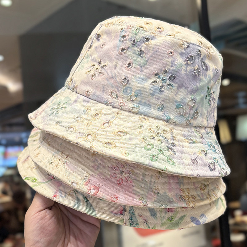 国风刺绣印花渔夫帽子女2025夏季新款遮脸防晒显脸小盆帽遮阳帽潮,服饰配件/皮带/帽子/围巾,帽子,淘宝优惠券,粉丝福利购,淘宝优惠卷