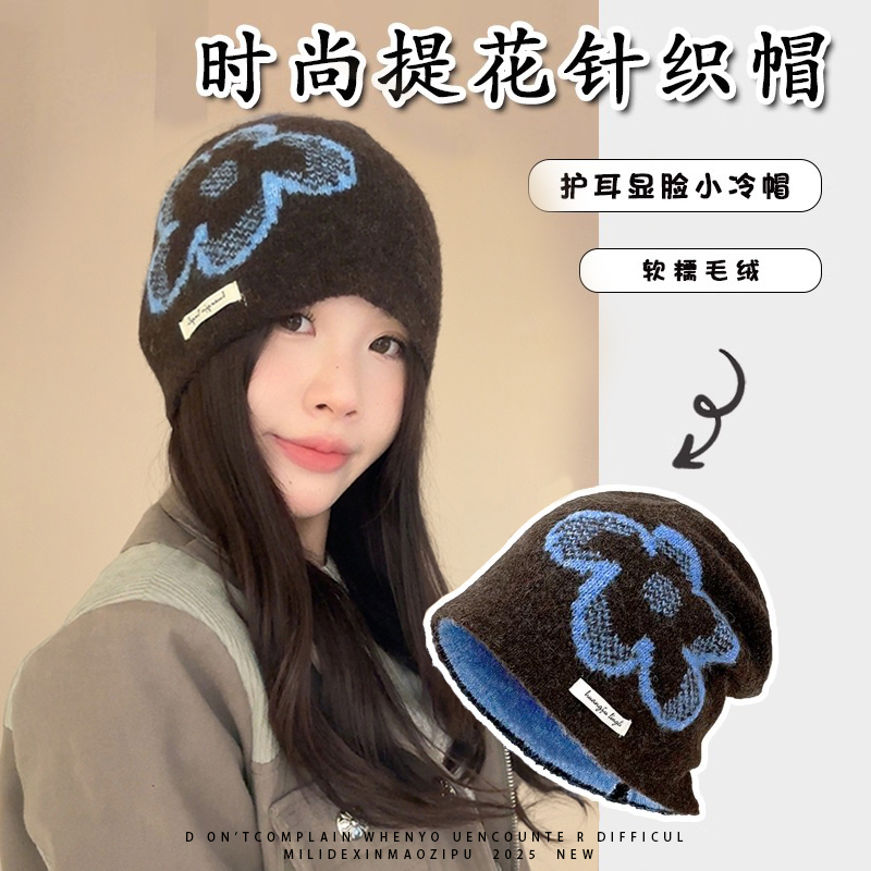 韩版ins个性显脸小花朵包头帽子
