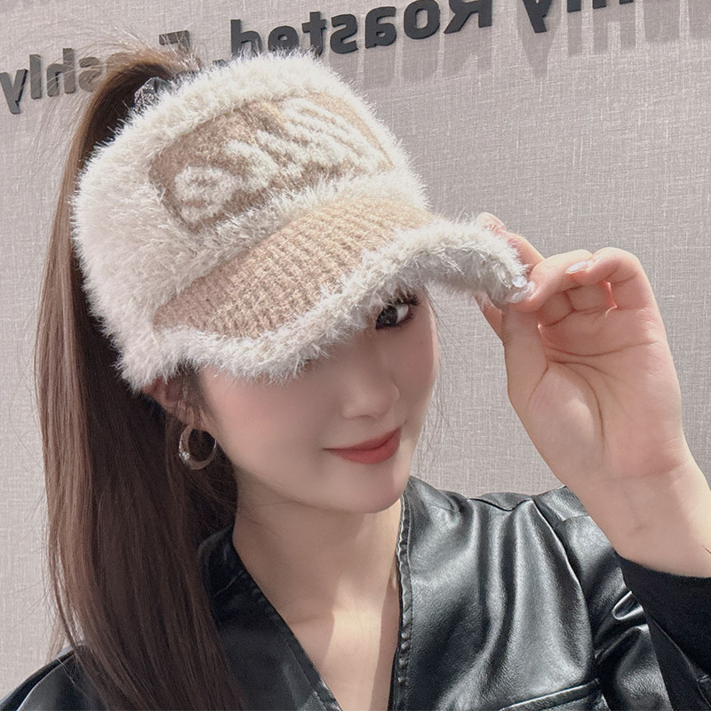 加绒保暖鸭舌帽可扎高马尾空顶帽