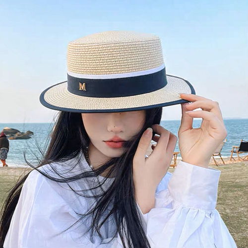 礼帽女夏季海边出游英伦平顶遮阳