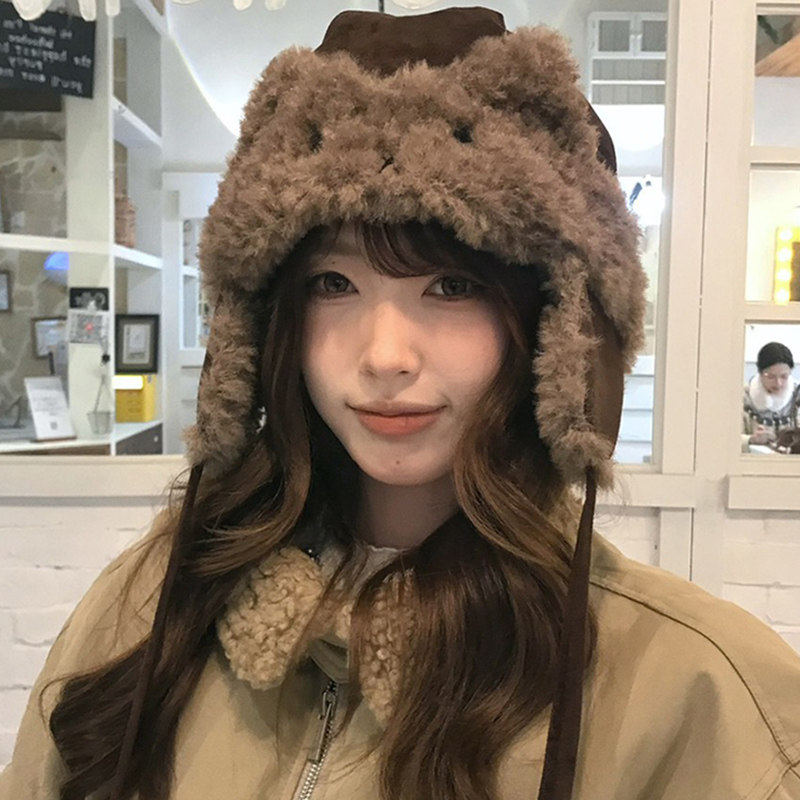 甜美兔耳毛绒保暖骑行护耳帽女