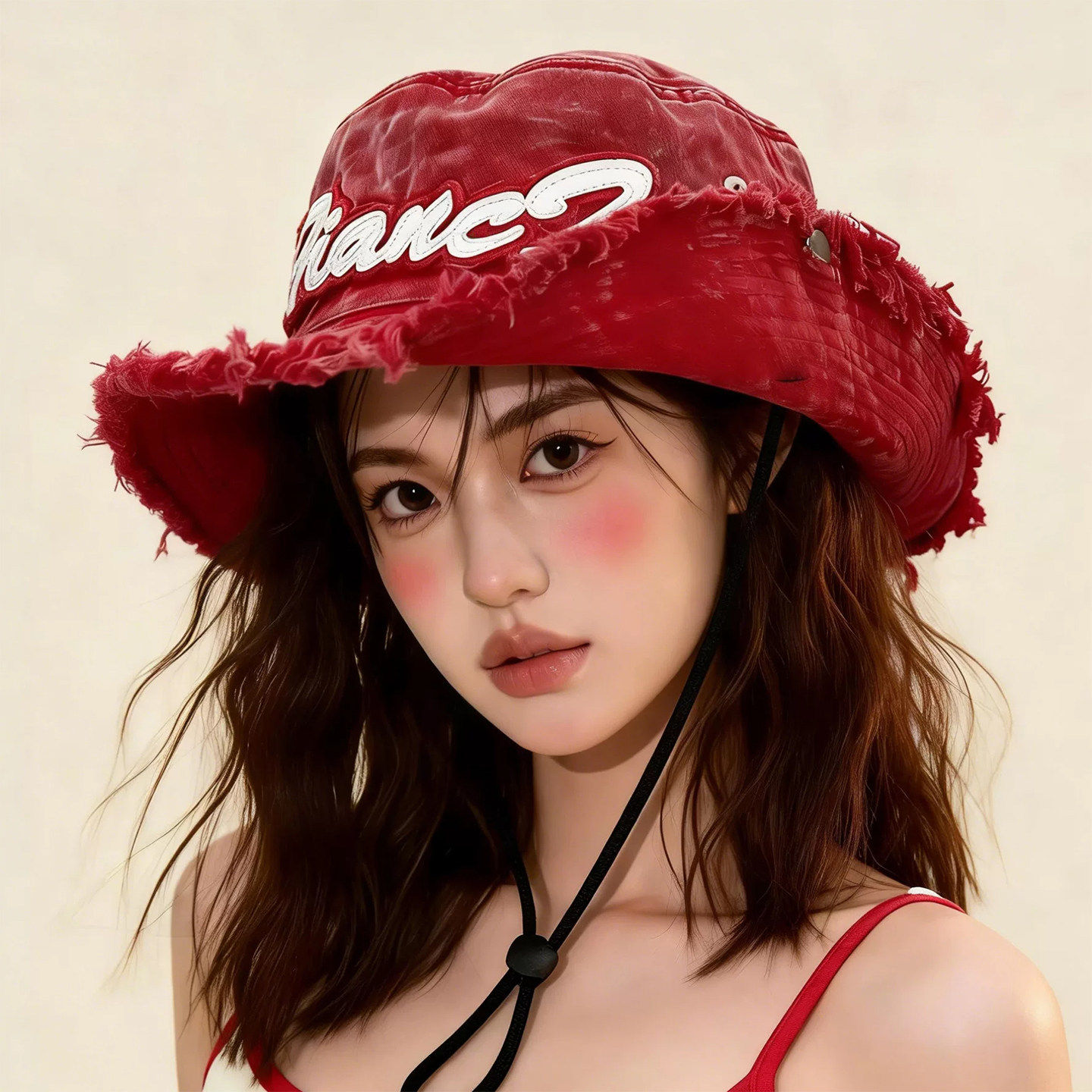 韩系复古牛仔渔夫帽女夏季防晒
