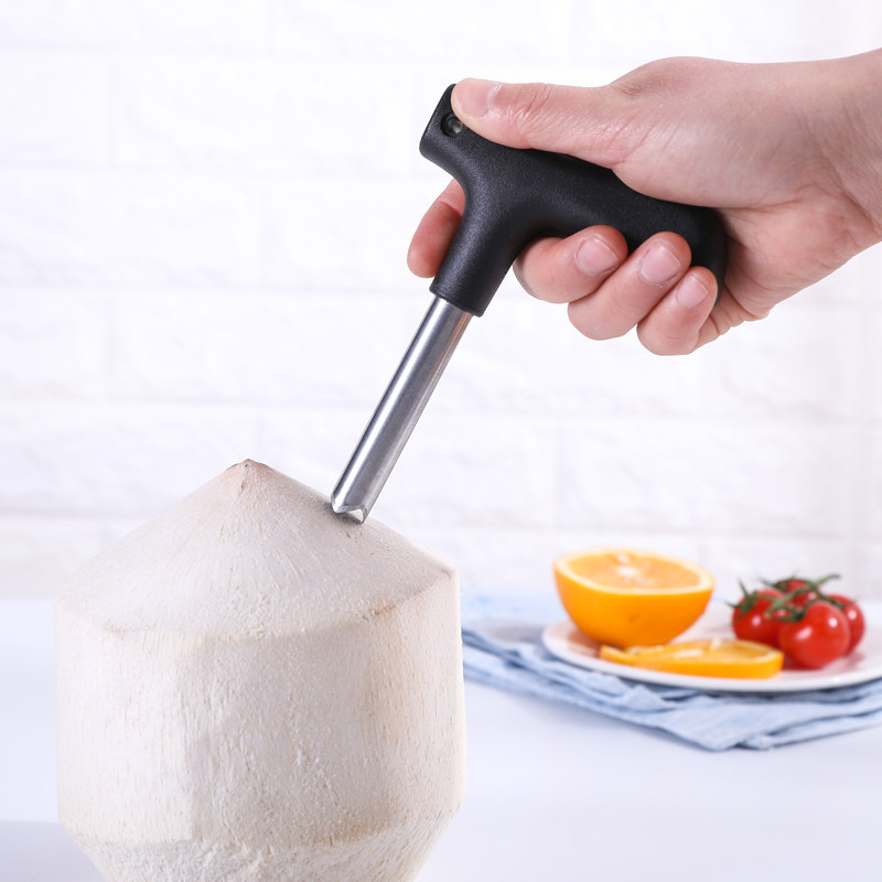 不锈钢开椰子神器椰青开口刀椰子破壳器椰子开孔打孔钻孔去核工具