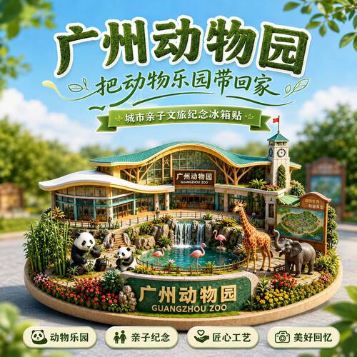广州动物园金属浮雕旅游冰箱贴