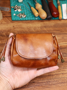 手工复古头层植鞣牛皮小零钱包男女真皮卡位卡包证件包汽车钥匙包