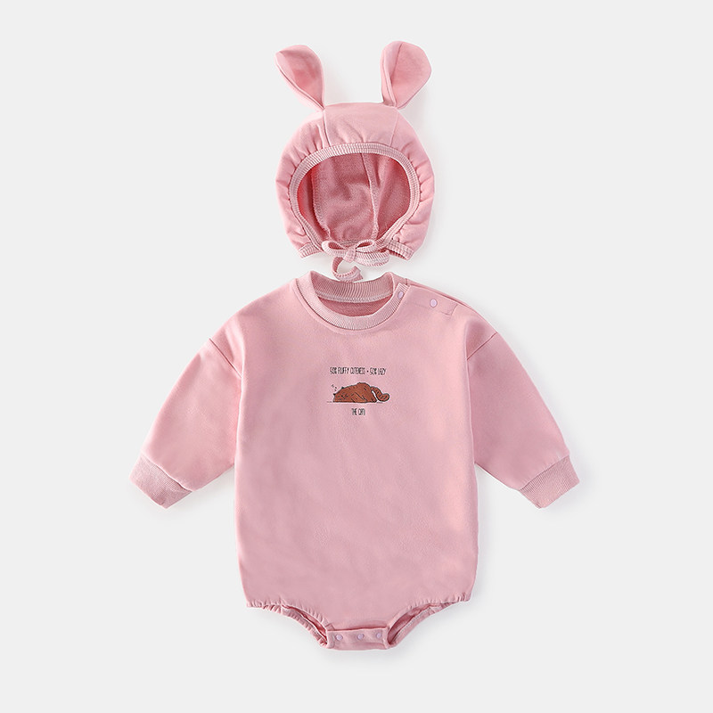 婴儿连体衣长袖春秋装薄款1岁2网红新生儿衣服三角哈衣宝宝包屁衣