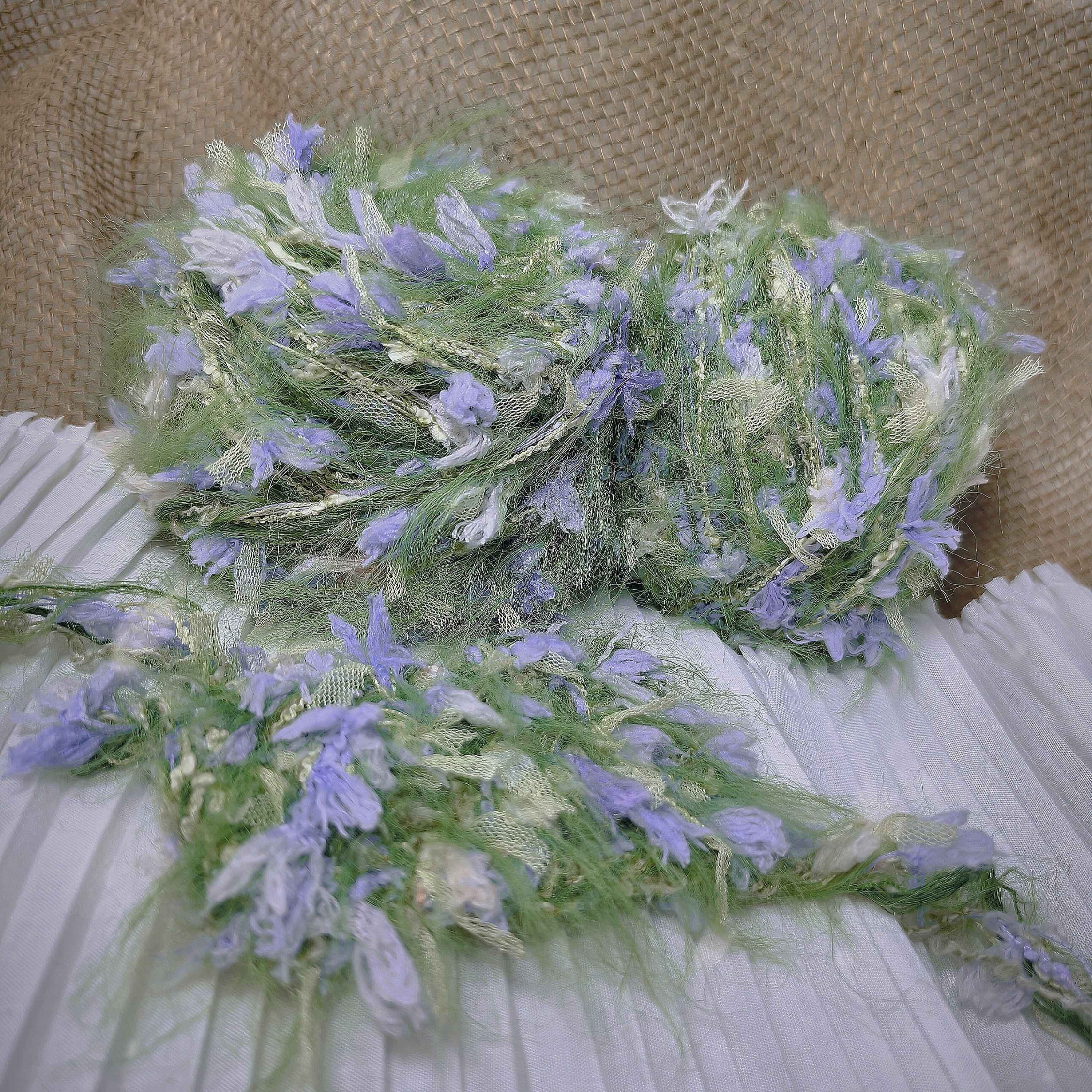 手混线【兰蝶山涧】油画色diy手编特色毛线团可编织包包配线发圈
