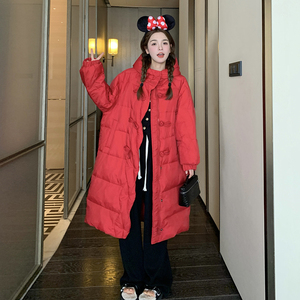 新中式国风盘扣设计感红色羽绒服女2025冬季新款加厚白鸭绒外套潮图片