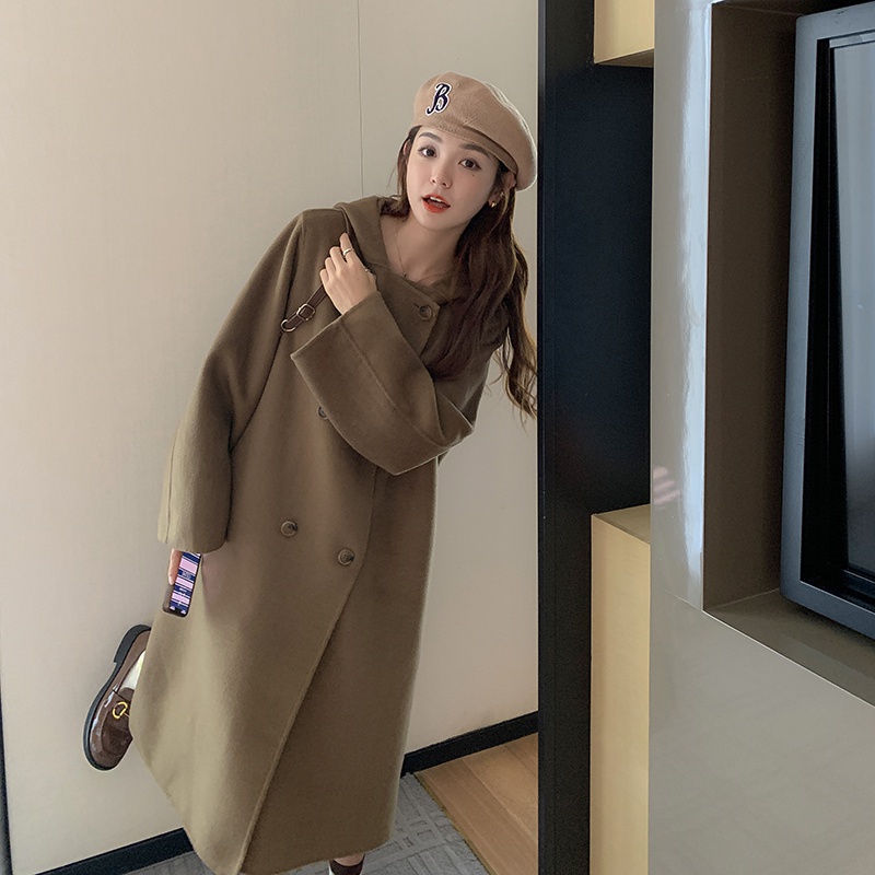2022冬季新款现货韩版宽松连帽双面呢外套166-9938P270K408，女装毛呢外套，茜茜公主