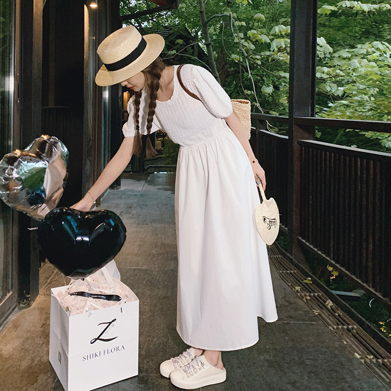 2025夏季新款现货米白色显瘦长款连衣裙166-2396P105K168,女装连衣裙,茜茜公主