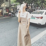 卡其色休闲背带连衣裙女春夏2025年新款洋气减龄气质吊带长裙，女装连衣裙，茜茜公主