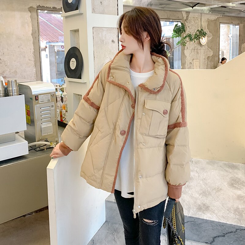 2022冬季新款现货毛线拼接多口袋中长羽绒服166-9928P255K368图片