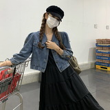 现货2024秋季新款黑色牛仔外套连衣裙两件套166-7730P155K218，女装连衣裙，茜茜公主
