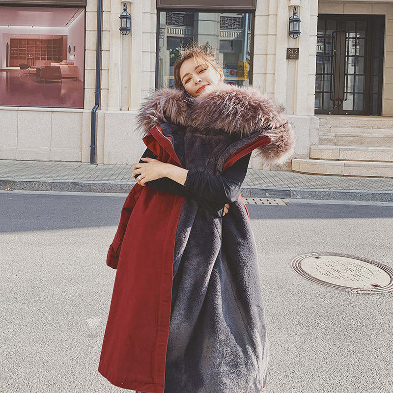 2024冬季现货兔毛中长款派克服166-8808P185K278，女装派克服，茜茜公主