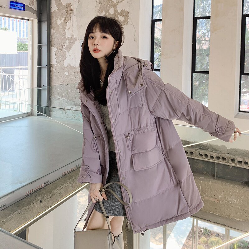 2022冬季现货韩版中长款收腰羽绒服166-8638P260K418,女装羽绒服,茜茜公主