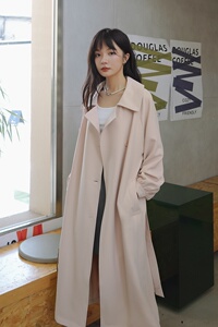 浅粉色法式高级感风衣外套女2024年新款秋装日系宽松气质长款大衣图片