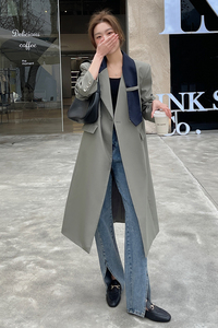 2022新款现货长款 感风衣式西装外套166-8693P155K228图片