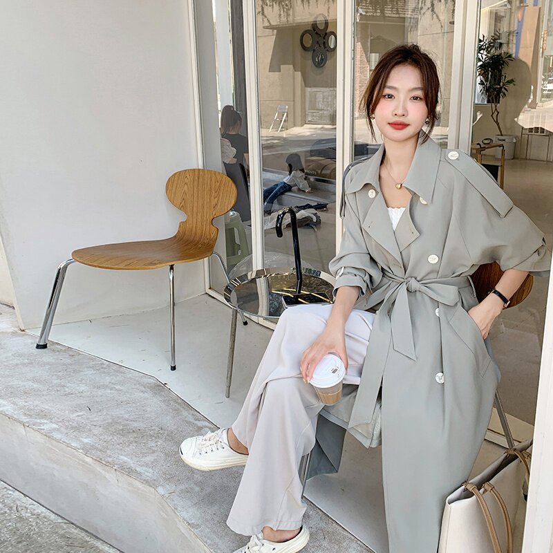 高级感超好看英伦风衣外套女春秋2025年新款韩系慵懒风中长款大衣，女装风衣，茜茜公主