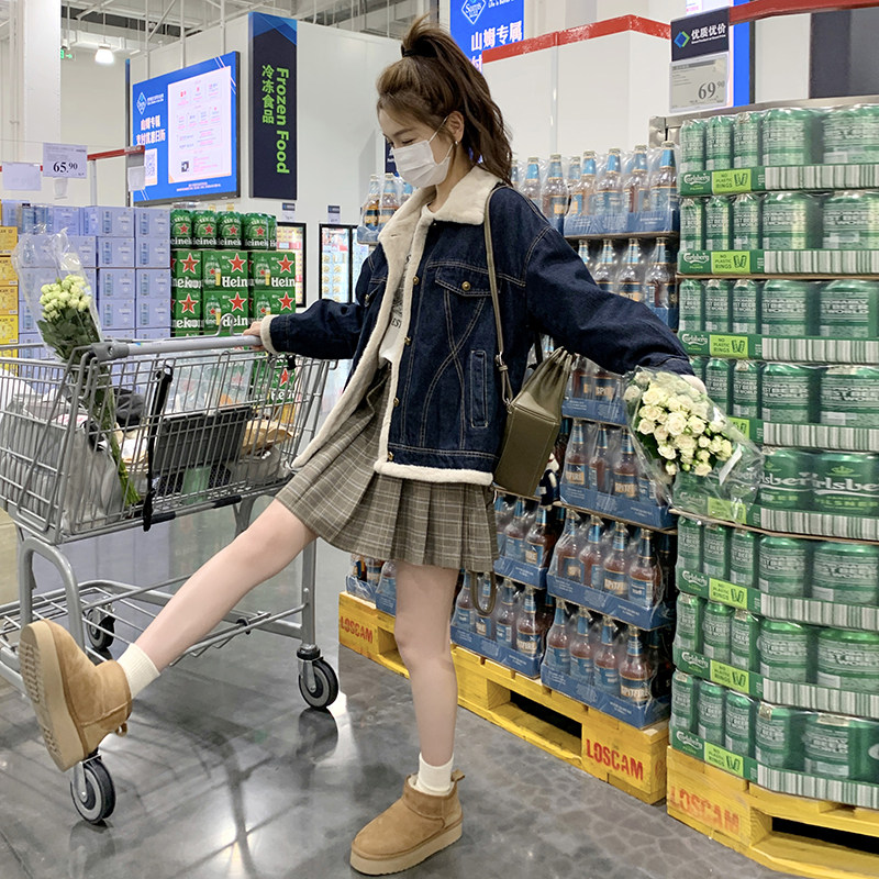 2024冬季新款现货牛仔外套厚兔毛保暖短外套166-6602P195K298图片